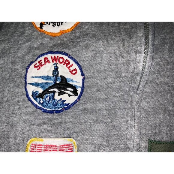 Vintage Gray Hoodie With Sewn-On Collectible Patches - Picture 15 of 16